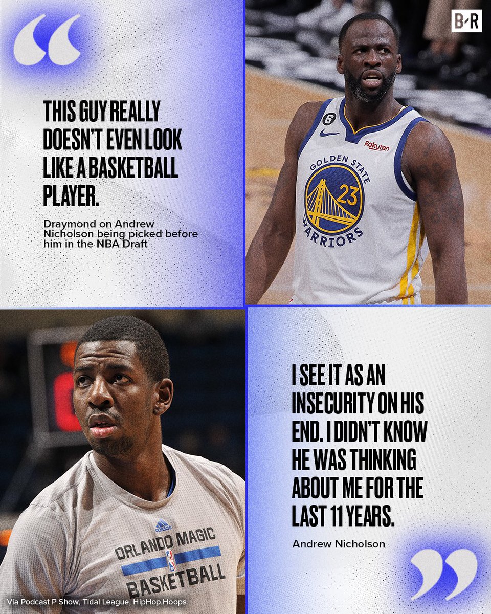 BleacherReport's tweet photo. Andrew Nicholson reacts to Draymond’s recent comments on their draft order

(via @PodcastPShow, @TidalLeague, @Iggythetruth) https://t.co/D0zzzEe06G