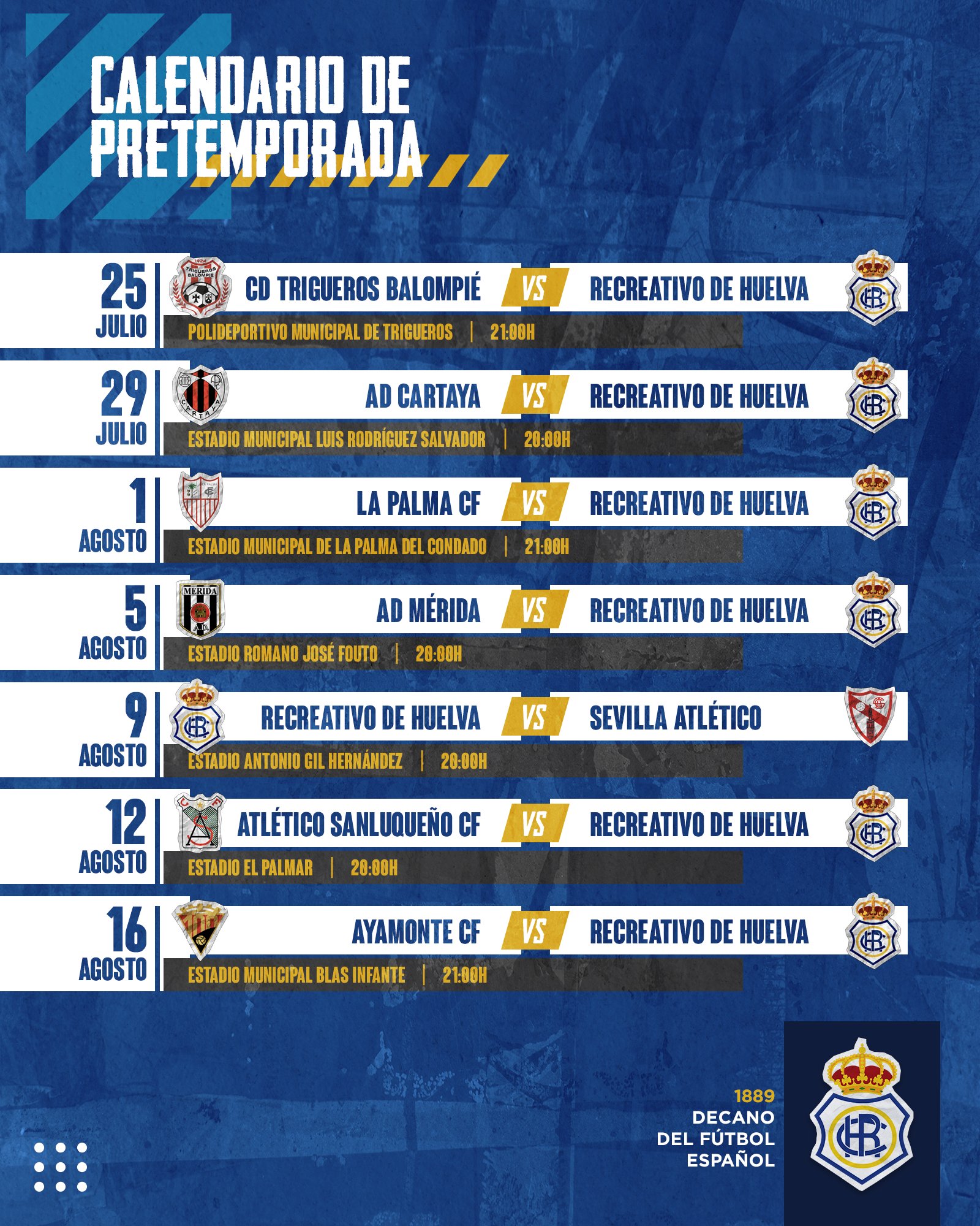 Calendario recreativo de huelva