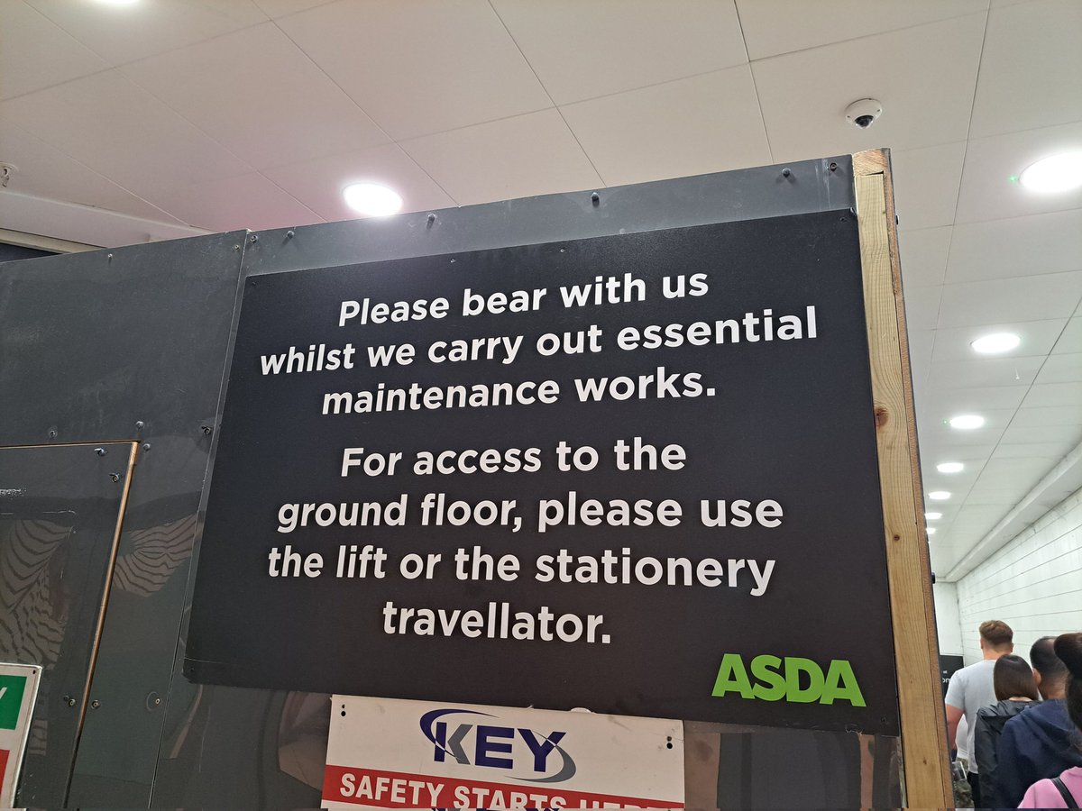 martynd85's tweet photo. Apparently, the travellator at my local @asda is made out of pens, pencils, and paper clips... #typo #grammarnerd #oops https://t.co/aQQyAQMrpV