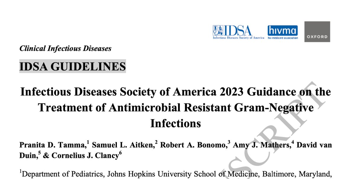 Recientemente la IDSA publicó la guía 2023 para el tratamiento de infecciones por Gram negativos. He aquí un resumen de las recomendaciones. 👇