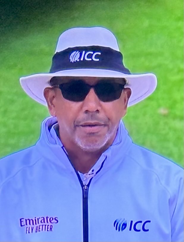 piersmorgan's tweet photo. Can someone please explain why it’s so dark England aren’t allowed to bowl our quicks.. but umpire Joel Wilson is still wearing very dark sunglasses? #Ashes https://t.co/02sUwiFRCn