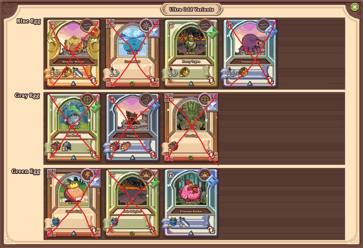 boggsee33's tweet photo. For the existing Pets #UltraOdd #Collection on @DeFiKingdoms . I have 2 more of the known collection of Ultra Odd's.
Most of these were fairly easy to obtain, the challenge will be to acquire the 'unknown ' #Mythic and Other #Legendary Ultra odds that are still to come. #22Go https://t.co/iTmz9ZRkma