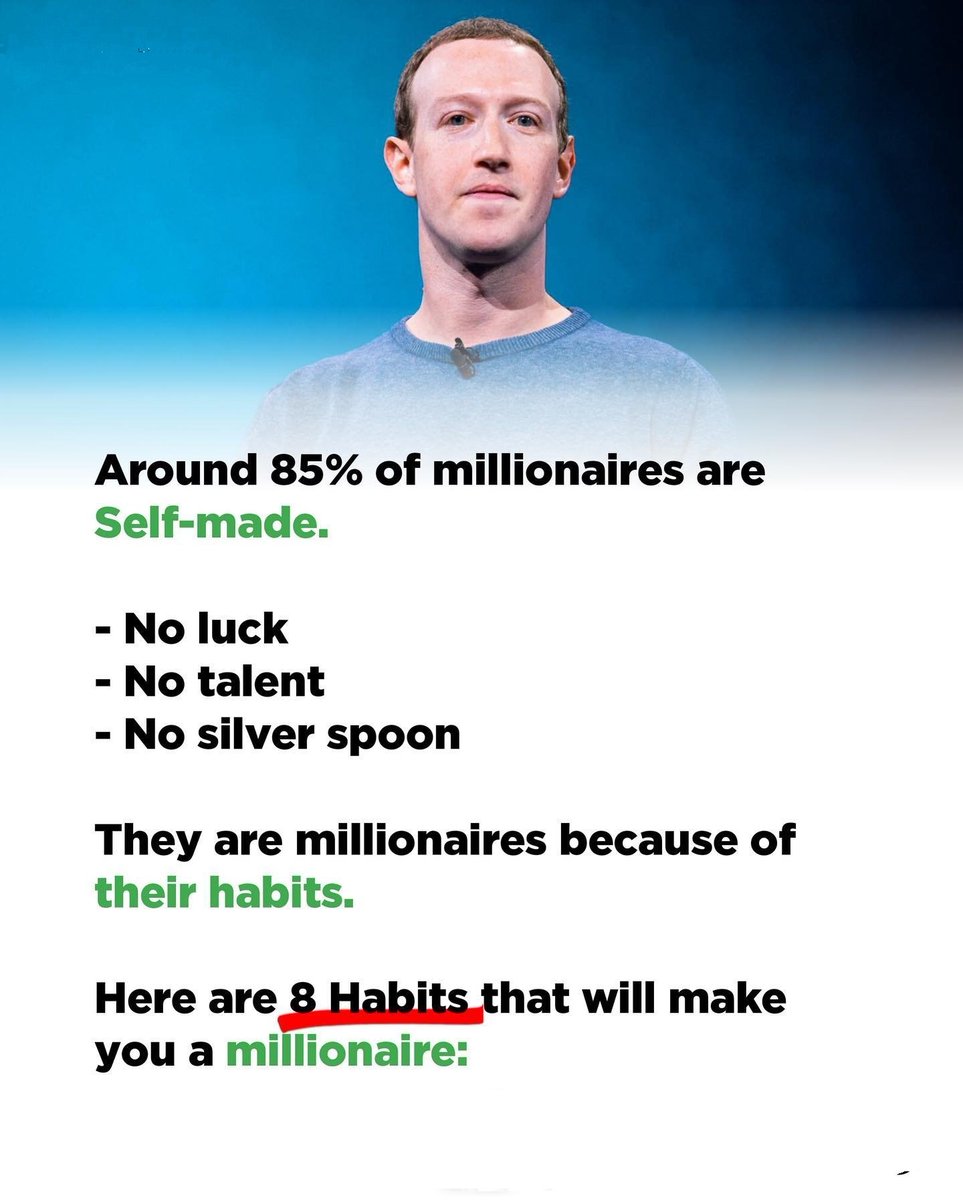 mindsetmachine's tweet photo. 8 HABITS THAT WILL MAKE YOU A MILLIONAIRE: https://t.co/QbDRpcbJyi
