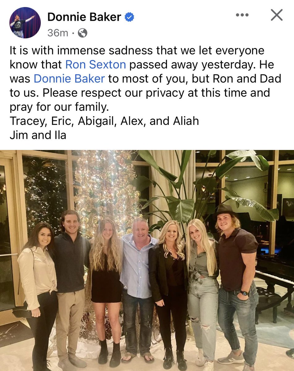 bobandtom's tweet image. &quot;We are sad to confirm that Ron Sexton, longtime member of the ensemble cast of &quot;The Bob &amp;amp; Tom Show&quot;, died Friday in Ohio while on tour with his stand-up comedy show. Ron was known by millions of listeners of &quot;The Bob &amp;amp; Tom Show&quot; for the indelible comedic characters he played…