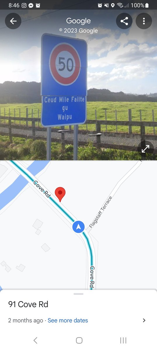 For all the idiots who say they'll be unable to drive if there are road signs in te reo Māori, fairly sure this one in northland (gaelic) has been like this for a long time and no one's complained as far as I can tell. Until 2020 this was a National electorate too (Shane Reti).