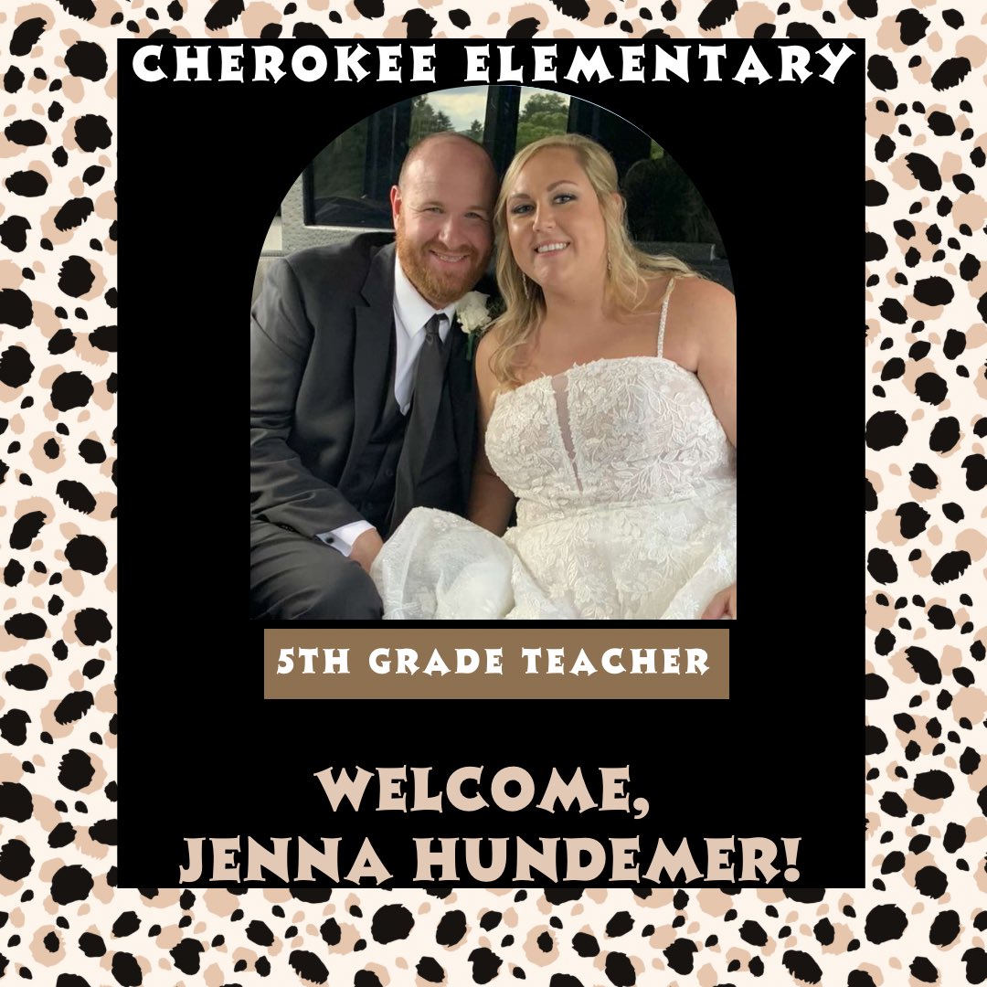 New <a href="/cheetahstweet/">Cherokee Elementary</a> staff member update 🐆, welcome and congratulations to 5th grade teacher,  Jenna Hundemer!!  Jenna recently got married and now she's joining our team!! 👰🏻‍♀️ 📝 📚 
#cheetahpride #WEareLakota