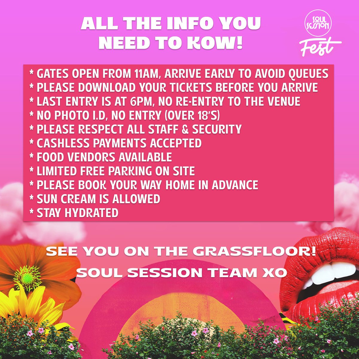 SoulSessionUK's tweet image. We Can't Wait To Welcome You To FEST Tomorrow! 🤩🥳 SWIPE → To Take A Detailed Note Of Last Entry, Photo ID, Food, Parking &amp;amp; More! #SoulSessionFEST

Soul Session FEST ☀️🔥🎪 
Sunday 23rd July (11am - 9pm)
Colesdale Farm, Hertfordshire EN6

#SoulSessionFEST #wearesoulsession