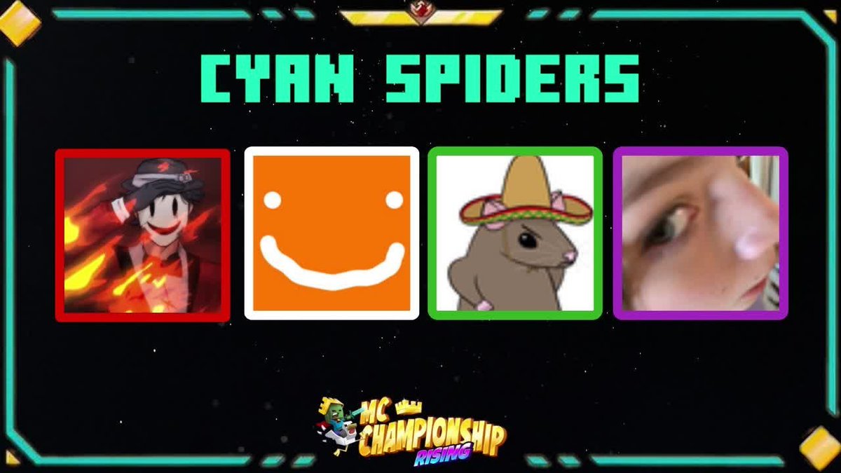 introducing, CYAN CPIDERS for MCC Rising 2 (luis luxvoid musspelled the name on the thing, not me)
<a href="/Lux_Void_/">LuxVoid</a>
@Laxinum
twitch.tv/theseb_l/about
<a href="/laney80tail/">Laney 80</a>