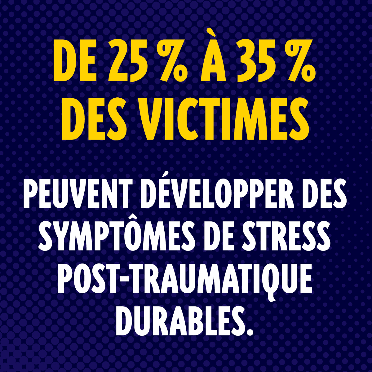 De 25% à 35% des victimes d’exploitation sexuelle développent des symptômes de stress post-traumatique. Elles ont plus de flashbacks et de cauchemars, et démontrent + de dissociation et de tentatives d’évitement que leurs pairs. #BeauxMensonges beauxmensonges.ca