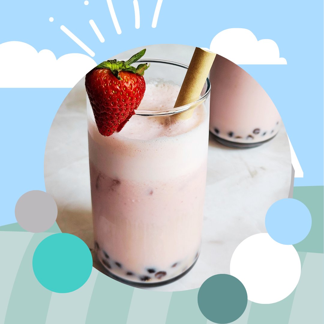 If you haven't started making milk tea with boba at home yet, here's your sign to start loving yourself~ 🤗💖 

For those who may need a little extra push, go check out our recipe for simple, delicious Creamy Strawberry Boba Tea below or at our link: milkmeansmore.org/recipe/creamy-… 😘
