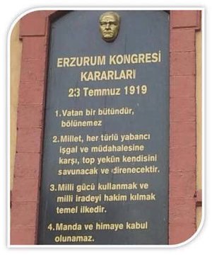 Milli sınırlar içinde vatan bir bütündür, bölünemez.🇹🇷
23 Temmuz 1919 Erzurum Kongresi