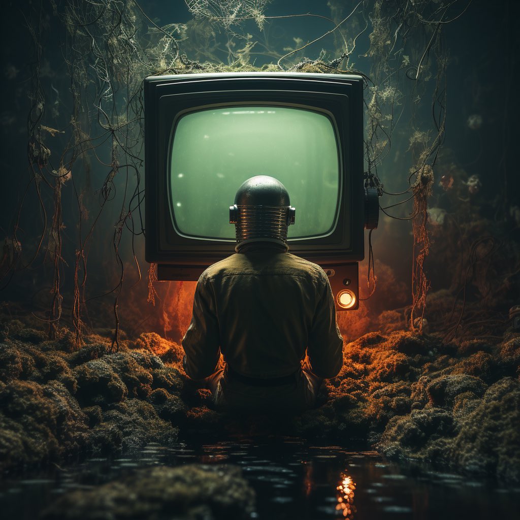 Programming Propaganda - Televised Brainwashing #art #Digital #digitalart #tubetv #boobtube #Propagandasender #propaganda #brainwashed #cyberart #enigmatic #underwaterart #analogart #analogtv #humanoidart #ArtistOnTwitter