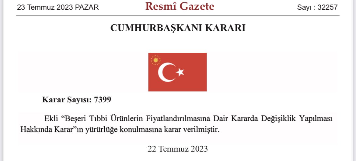 🔴#SONDAKİKA | Cumhurbaşkanı Erdoğan’ın imzasıyla İlaç fiyatlamasında kullanılan Euro kuruna %30 zam geldi.