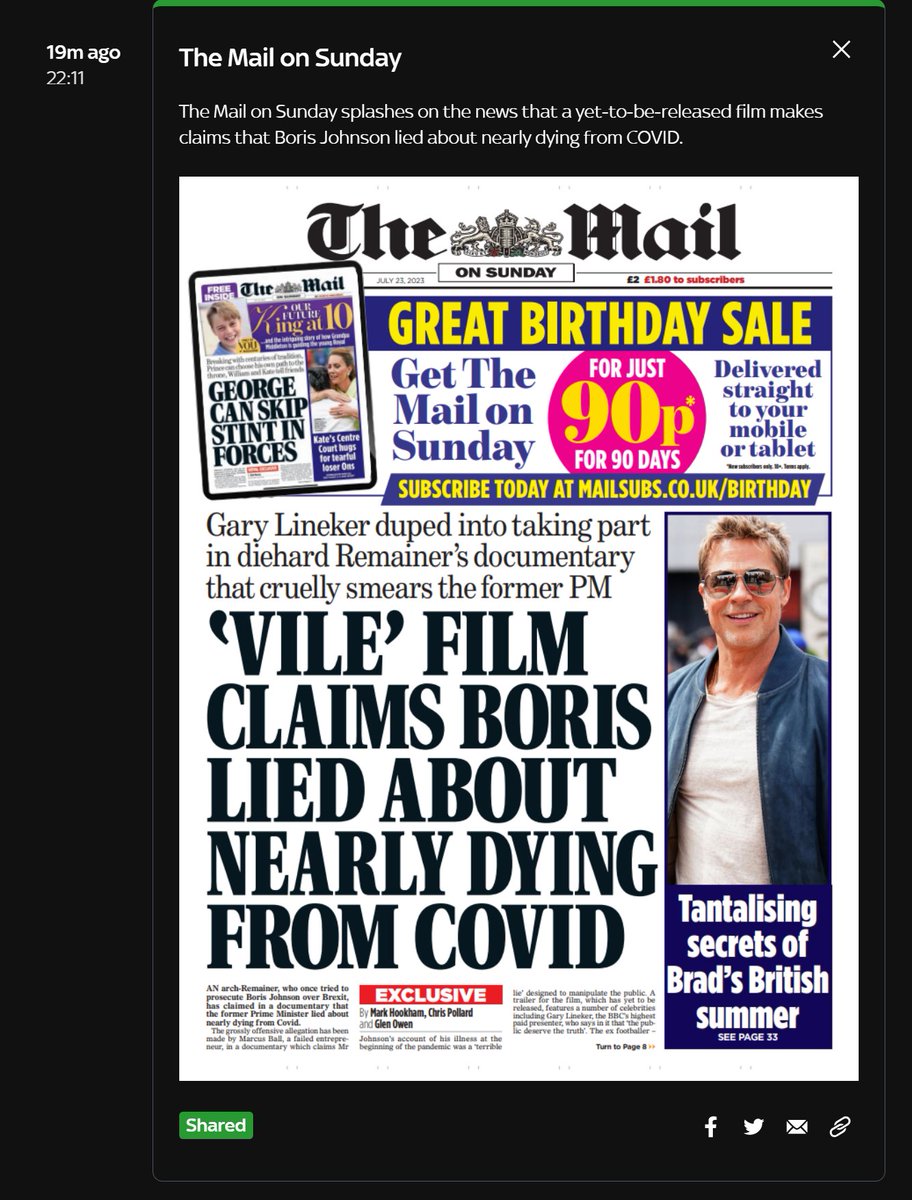 Our new documentary film about lying in politics isn't even finished yet but they're already attacking it on the front page of the Mail on Sunday. Well done @BorisJohnson this was the most effective way of letting me know that you're terrified. Want to help me uncover the worst