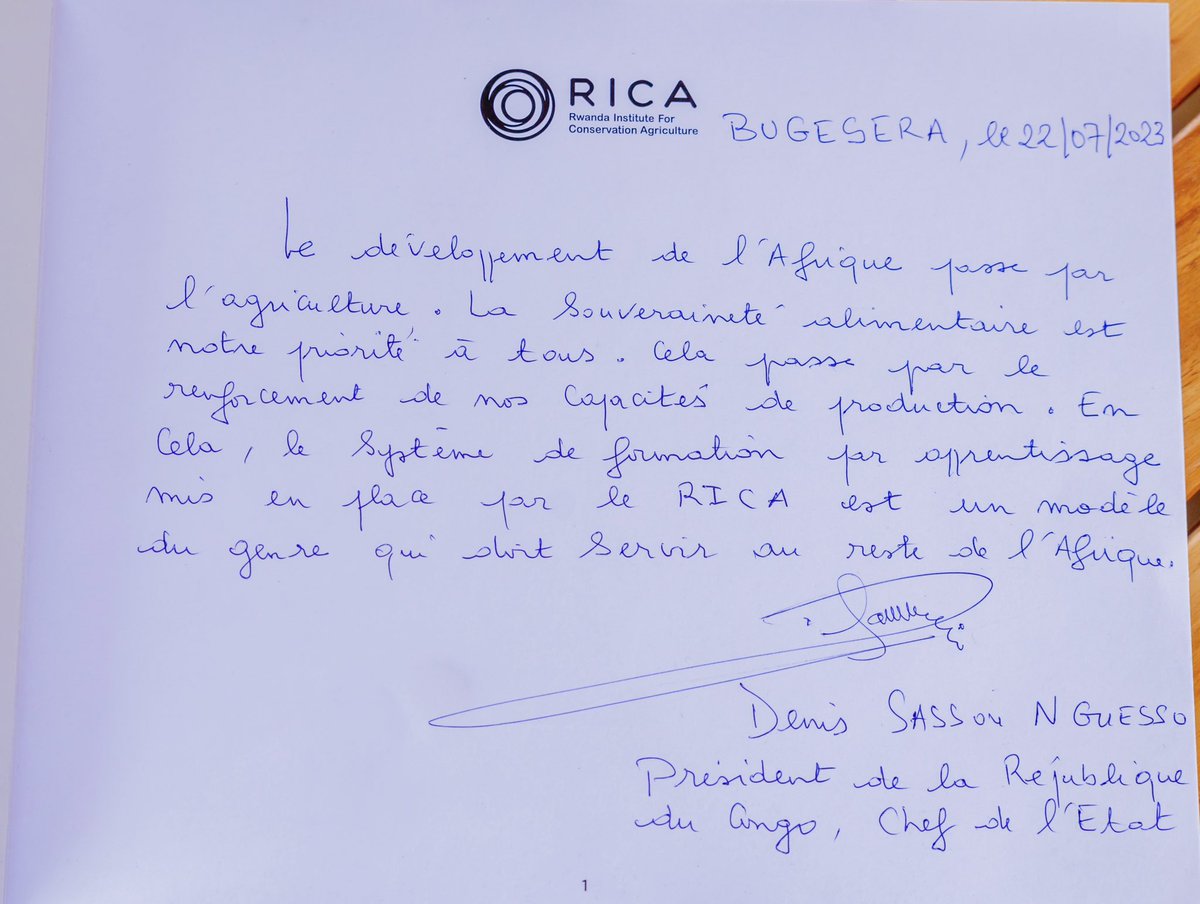 Honored to have hosted His Excellency <a href="/SassouNGuesso_/">Denis Sassou-N'Guesso - Officiel</a> President of the Republic of Congo. During his visit, he explored the Dairy Enterprise, Dairy Processing and Grain Center, gaining valuable insight into the entire dairy value chain taught at RICA. <a href="/Rwanda_Edu/">Ministry of Education | Rwanda</a> <a href="/RwandaAgri/">Ministry of Agriculture & Animal Resources |Rwanda</a>