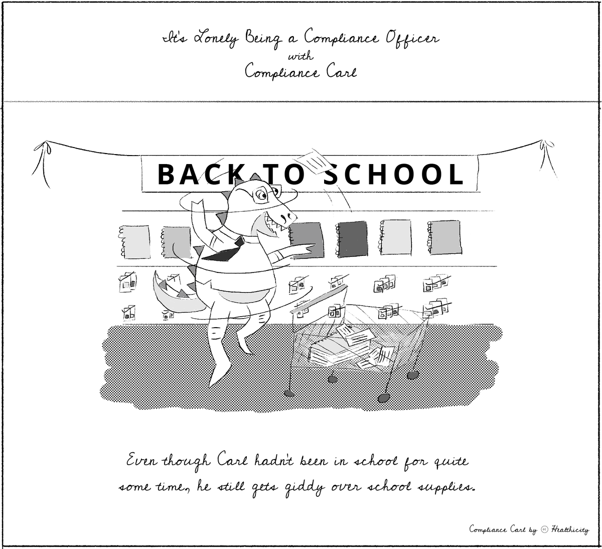 healthicity's tweet image. For Carl, #backtoschool season means one thing: new pens &amp;amp; notebooks. 

This one is for anyone who shares the simple joy of opening a new pack of pens and writing your first notes of the day in a clean, fresh notebook. 

#compliance #compliancehumor  #healthcarecompliance