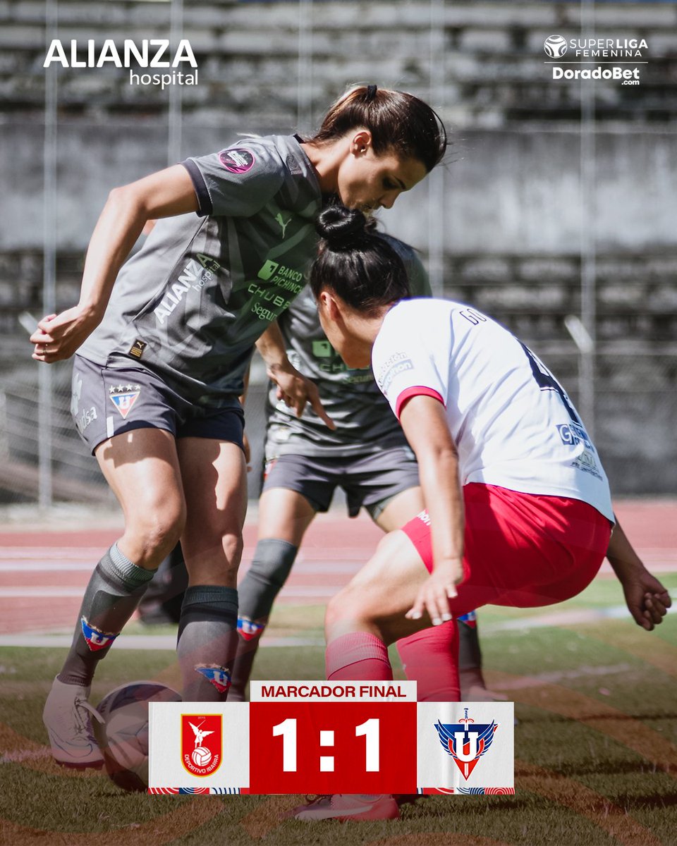 🤝 Final del partido en Ibarra. División de honores.

🆚  #DeportivoIbarraLIGA 1x1 
🏆  #SuperligaFemeninaDoradoBet
⚽ #55 Melany Tapuy

Marcador #LDU | <a href="/halianzaec/">Hospital Alianza del Ecuador</a>