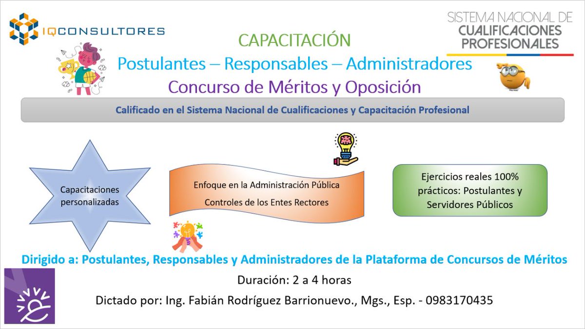 farriancito's tweet image. Capacitación concursos de méritos para:
-Postulantes.
-Responsables de Talento Humano.
-Administradores.
#TalentoHumano
#ConcursosPúblicos