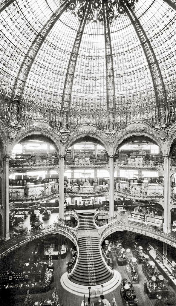 French Art Nouveau department store Galeries Lafayette in 1912, Paris, France.
