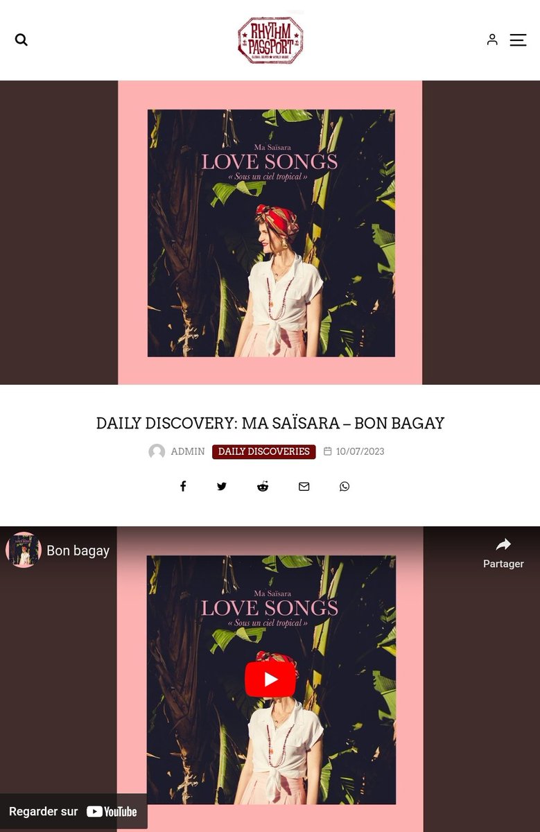 Thanks for sharing #BonBagay <a href="/RhythmPassport/">Rhythm Passport</a>! #Lovesongs #Album #GlobalLove 
 🙏🏻🌊🎶❤️💙🌺

"Bon bagay" :
rhythmpassport.com/daily-discover…