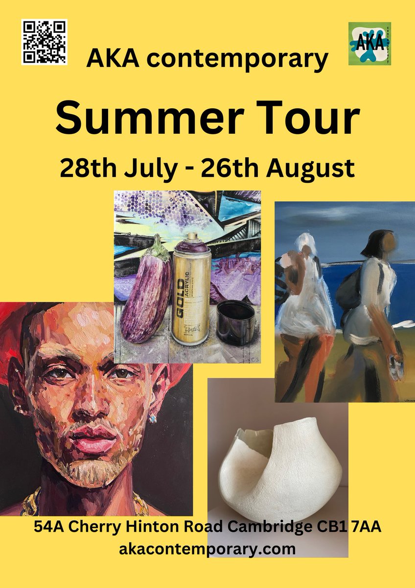 Opening Friday 28 July, #summertour #groupshow @AKAfineart #gallery in #Cambridge 
Delighted to be #exhibiting 3 #paintings 
#exhibition #clairesparkes #watercolourpainting #watercolour #visitCambridge #contemporaryart #dontforgetthetruth #graffiti  #aubergine #thePassion #art