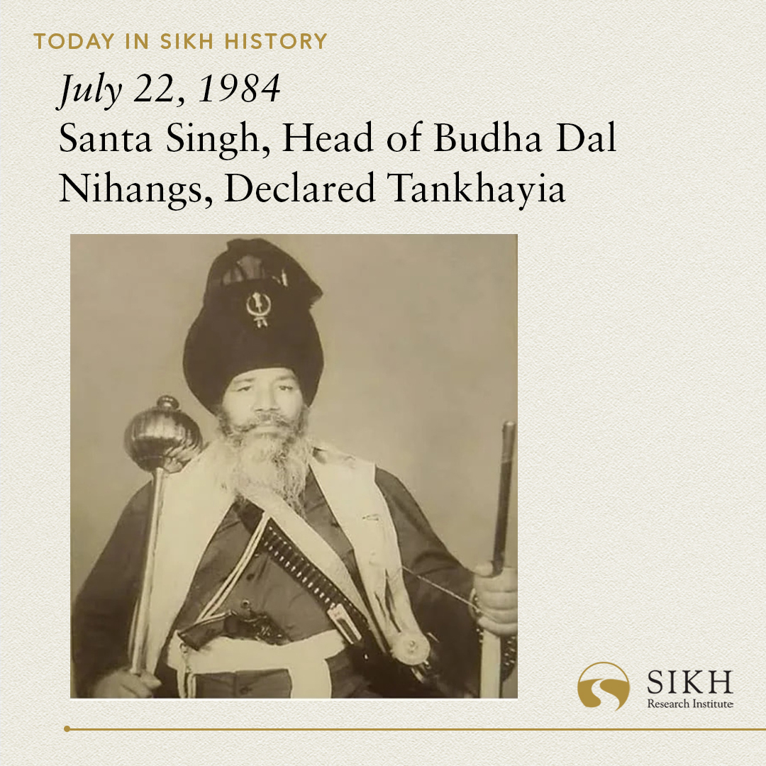 SikhRI's tweet photo. Today in #Sikh History:
After the Battle of Amritsar and the June 1984 Ghallughara, the Panjab and Indian governments utilized Santa Singh and his Budha Dal as a facade to swiftly reconstruct Akal Takht Sahib and repair the damage inflicted upon the Harimandar Sahib Complex during the Battle. The Sikh community was outraged that the government responsible for the destruction was now employing government resources to rebuild Akal Takht Sahib, concealing their crimes.

Initially, the government attempted to enlist the renowned Kar Seva Baba, Baba Kharak Singh, to reconstruct Akal Takht Sahib, but he declined the offer. Desperate to establish some legitimacy, they turned to the Nihang Singhs.

In response, the Singh Sahibs of the Harimandar Sahib Complex issued a summons to Santa Singh. However, he refused to appear before the Panj Piare and was excommunicated. Santa Singh enjoyed protection from the Panjab Police, the Indian army, and Congress officials from Delhi, who held press conferences on his behalf.

On March 17th, 2001, after 17 years of ex-communication, Santa Singh presented himself before the Singh Sahibs at Akal Takht Sahib. He received Tankhah (punishment) and was reinstated into the Panth.

#TodayInHistory #India #Punjab #Panjab #SikhHistory