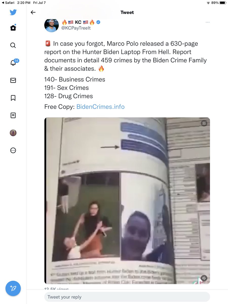 AngelaTN777's tweet photo. @JoshWalkos @el_sickario @itsJeffTiedrich So all this was faked.. I think not #LiberalDA.. it was Hunter Laptop. Someone has made a complete book and website with all the information on #HunterBidensLaptop .. maybe go research and see all the sick, twisted stuff on it!! https://t.co/2xN7mlYnmO