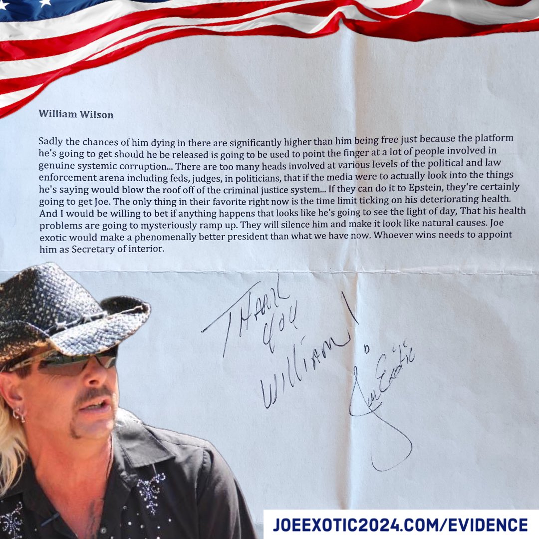 …if the media were to actually look into the things he's saying it would blow the roof off of the criminal justice system...

#freejoeexotic https://t.co/18rS5iTKkl