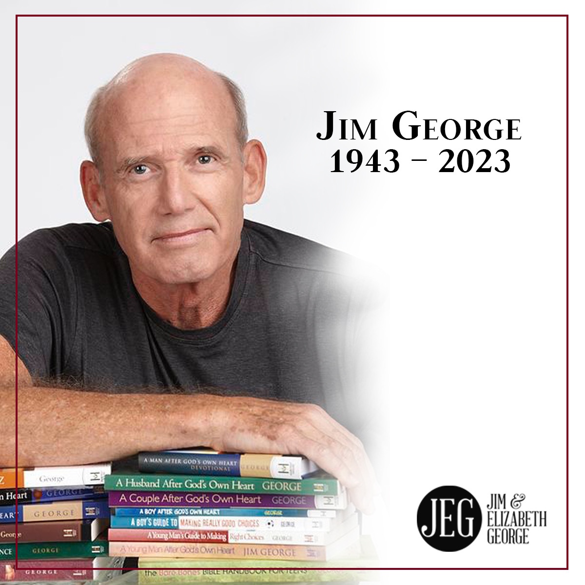 JEGeorgeAuthors's tweet photo. From the Georges' Ministry and Media Team -
Our hearts are heavy at the earthly loss of Jim George. It has been a great honor to serve the Georges for more than a decade. Out of respect for Elizabeth and family, we will pause all postings on social media for the immediate future. https://t.co/oB6ZI6IhEu