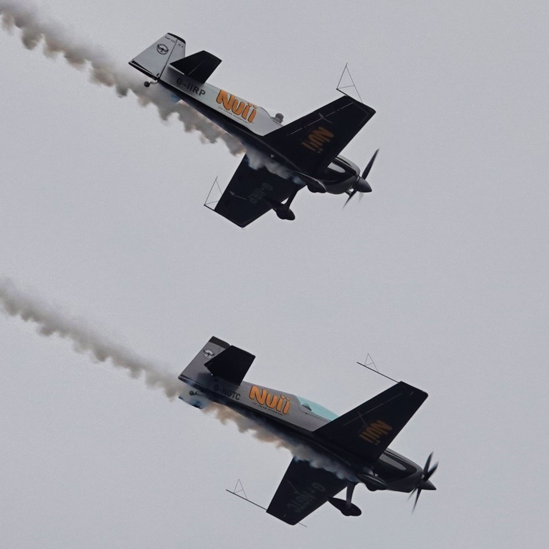 Michaelflying28's tweet photo. The Starlings Aerobatic Display Team in Mudry CAP-232 G-IIRP and Extra NG G-NGTC displaying at Cleethorpes Armed Forces Weekend 17.6.23.
#thestarlingsteam #armedforcesweekend #extraaircraft #extra #extrang #extraaircraftng #mudrycap232 #cap232 https://t.co/yn0Rg6JepF