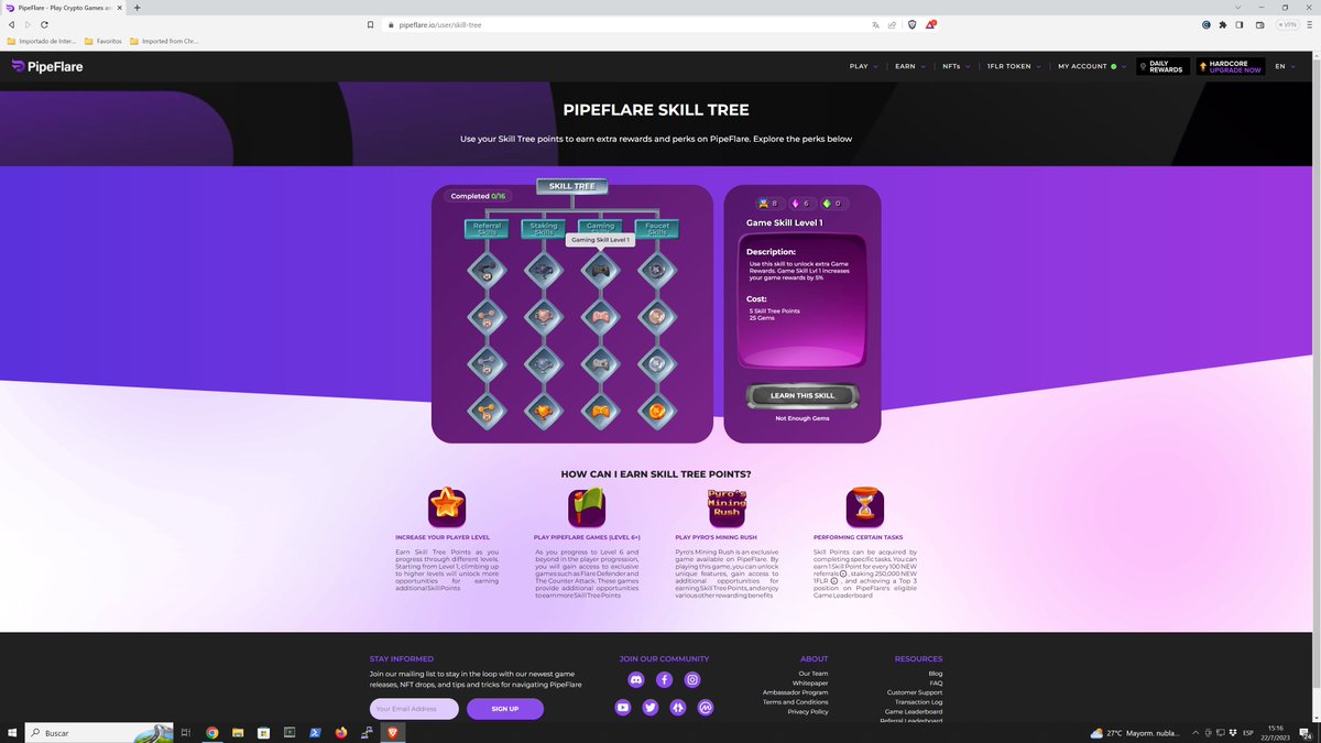 Planning to grow my <a href="/PipeFlare/">PipeFlare</a> Skill Tree on Gaming Skills branch!