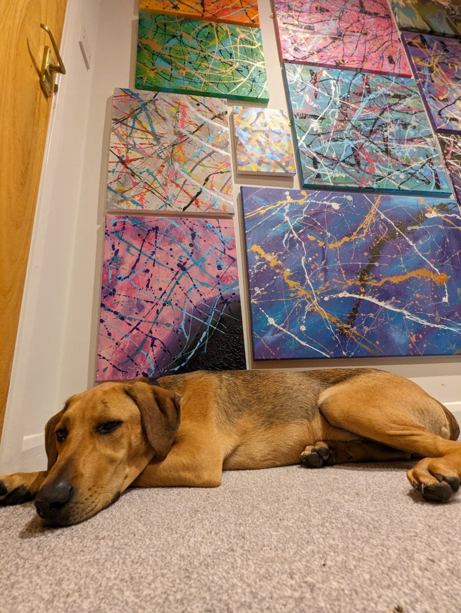 Brave guard dog, looks after priceless paintings!
Hi folks, I know it's been a while, but this one has been taking up a lot of my time! Hopefully have something to post again soon. In the meantime, thank you for sticking around 😁
#dog #art #AbstractExressionism #AbstractArt