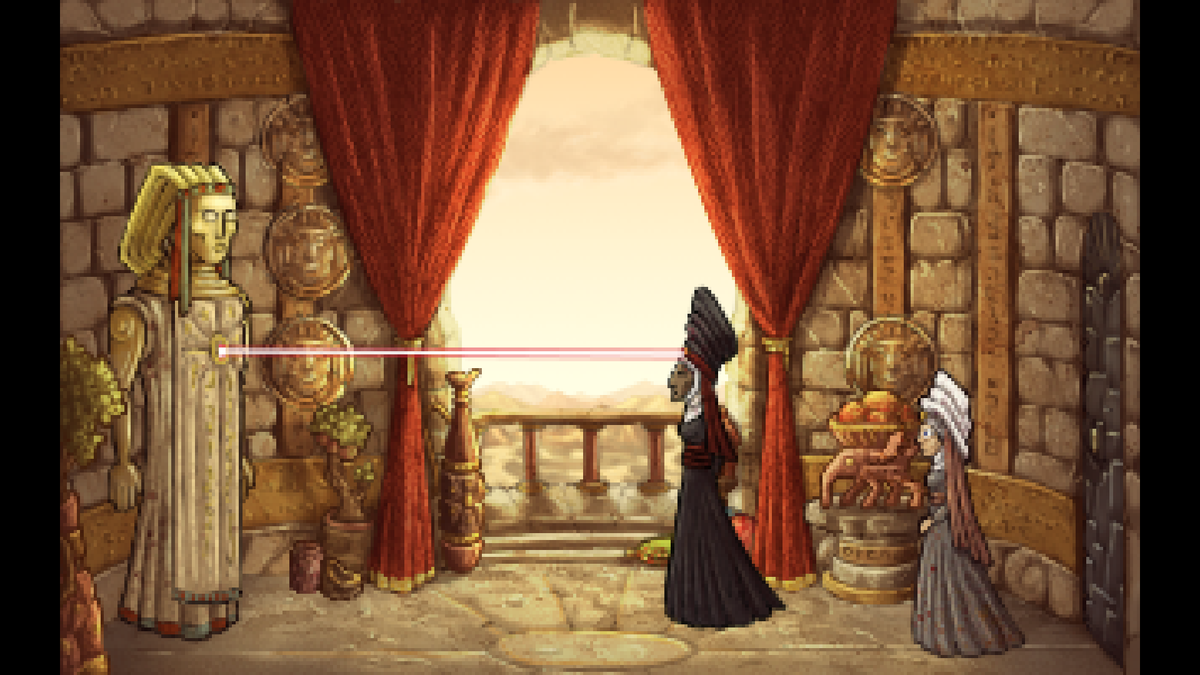 hnzvavra's tweet photo. Shards of God is a point &amp; click murder mystery. I've been pitching it as "Name of the Rose meets Dune", but there's a lot of Agatha Christie and some Discworld in there as well. Play it for FREE at https://t.co/UD0sjyX7ni!
#pointandclick #adventure #indiegame #screenshotsaturday https://t.co/QckSa4JFAz