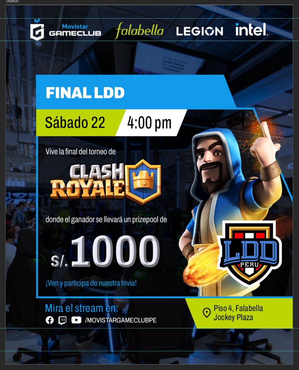 LDD 🇵🇪 (@ldd_peru) on Twitter photo 🏟️ PRESENCIAL LDD
Los esperamos desde las 3:30pm en 4to piso Falabella Jockey Plaza🏟️
Ven a disfrutar de los más emocionantes partidos con premios, trivias, entrevistas y mucho más 💪🏻
Únete a esta inolvidable experiencia gracias a nuestros amigos de <a href="/MovistarGCPe/">Movistar GameClub Perú</a>🚀
#OnlyLDD🔥 🏟️ PRESENCIAL LDD
Los esperamos desde las 3:30pm en 4to piso Falabella Jockey Plaza🏟️
Ven a disfrutar de los más emocionantes partidos con premios, trivias, entrevistas y mucho más 💪🏻
Únete a esta inolvidable experiencia gracias a nuestros amigos de <a href="/MovistarGCPe/">Movistar GameClub Perú</a>🚀
#OnlyLDD🔥