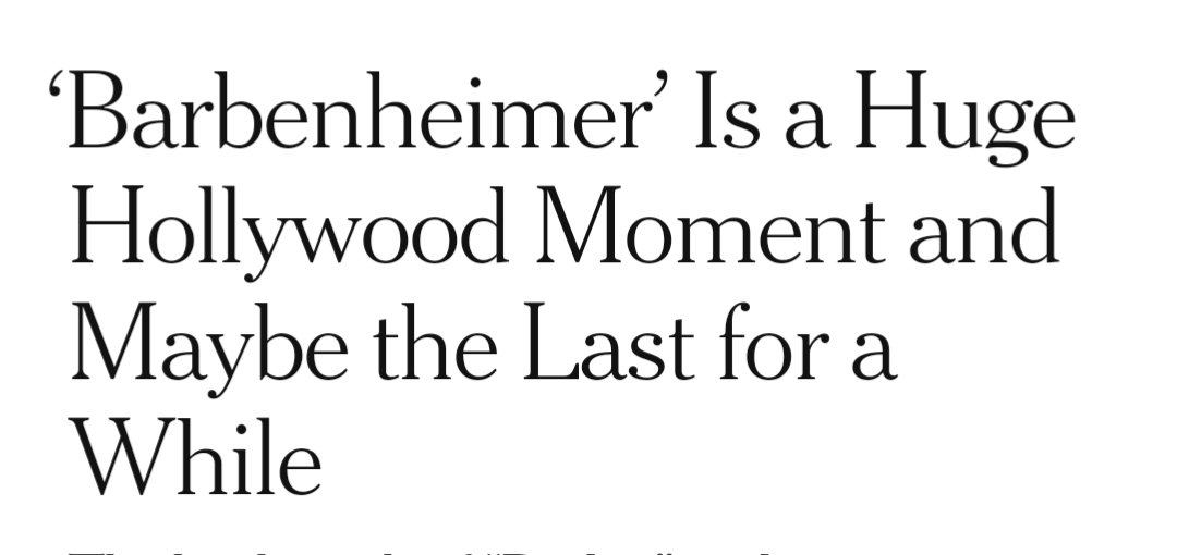 NYT coverage of #Barbenheimer in the mold of its "Biden economy may look great but storm clouds gather" coverage – and maybe its coverage of anything surprising/positive?  nytimes.com/2023/07/21/mov…