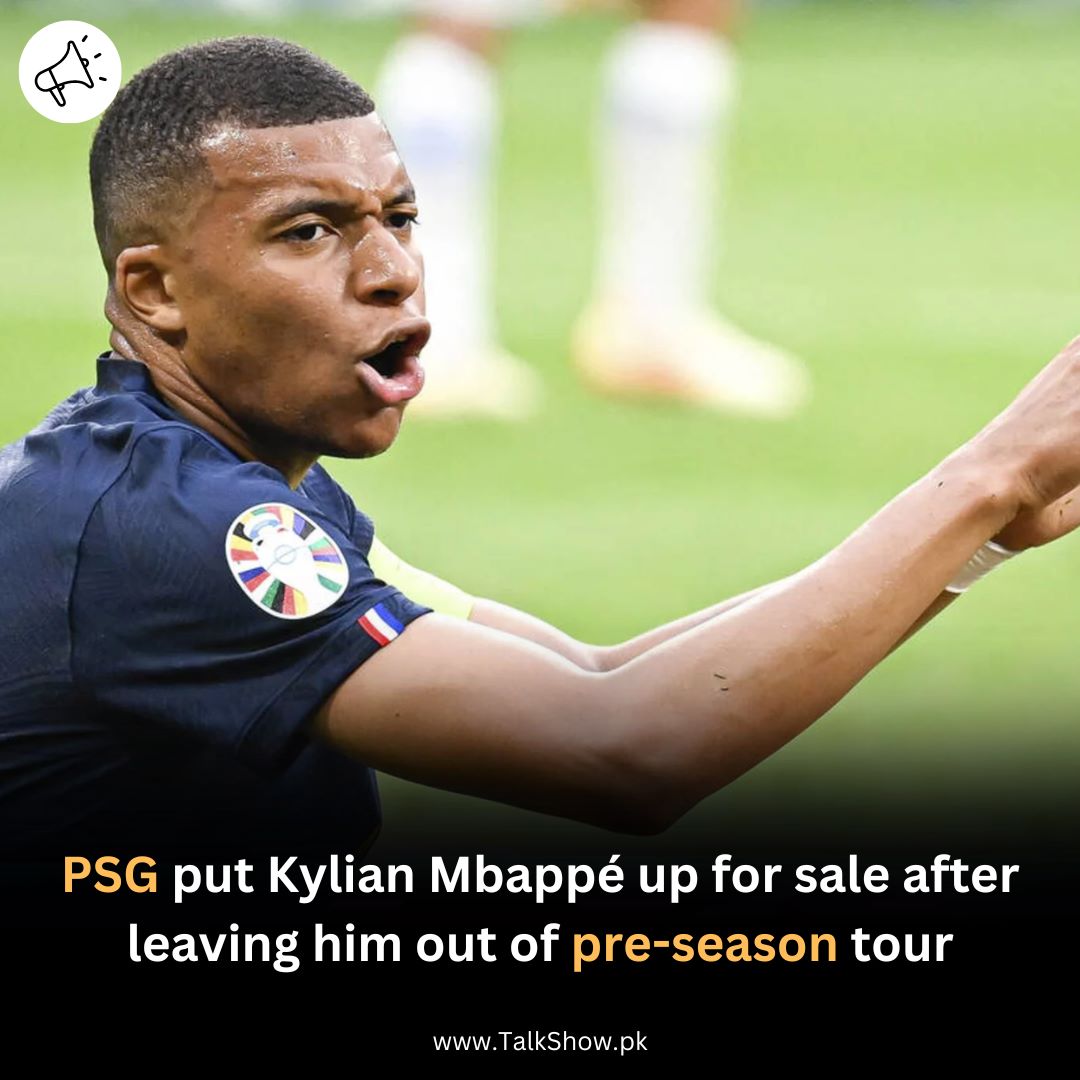 TalkShowPK's tweet photo. #Paris Saint-Germain have put #KylianMbappe up for sale after leaving the #France forward out of their squad for the pre-season tour of #Japan.

#mbappe2023 #PSGJapanTour2023 #football #Mbappe_To_ALHILAL #OppenheimerReview https://t.co/0XB1GmIM1T