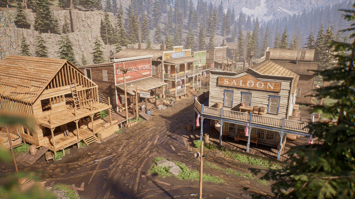 How did I make the roads in my western town environment? Here is a small thread breaking them down:🧵