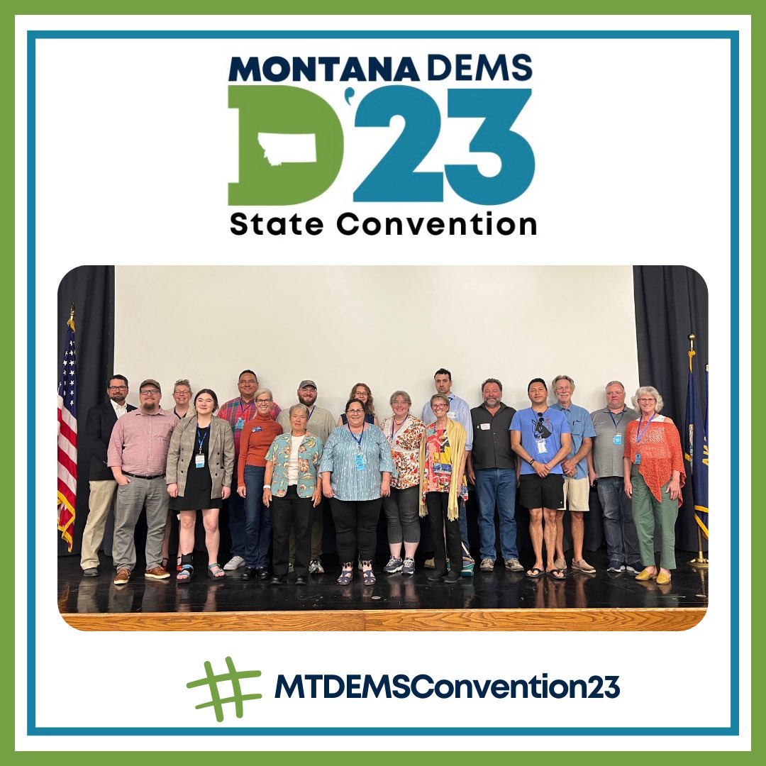 MTDems's tweet photo. It was exciting to see Montanans from all over the state this weekend and elect officers. We’ll announce all the names on our website on Tuesday. Many thanks to Butte for hosting the #MTDemsConvention23! #mtpol https://t.co/fQAHFgjm8G