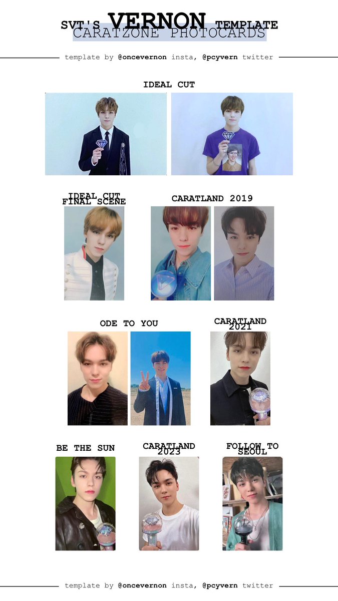 seventeen caratzone photocard templates updated with the follow to