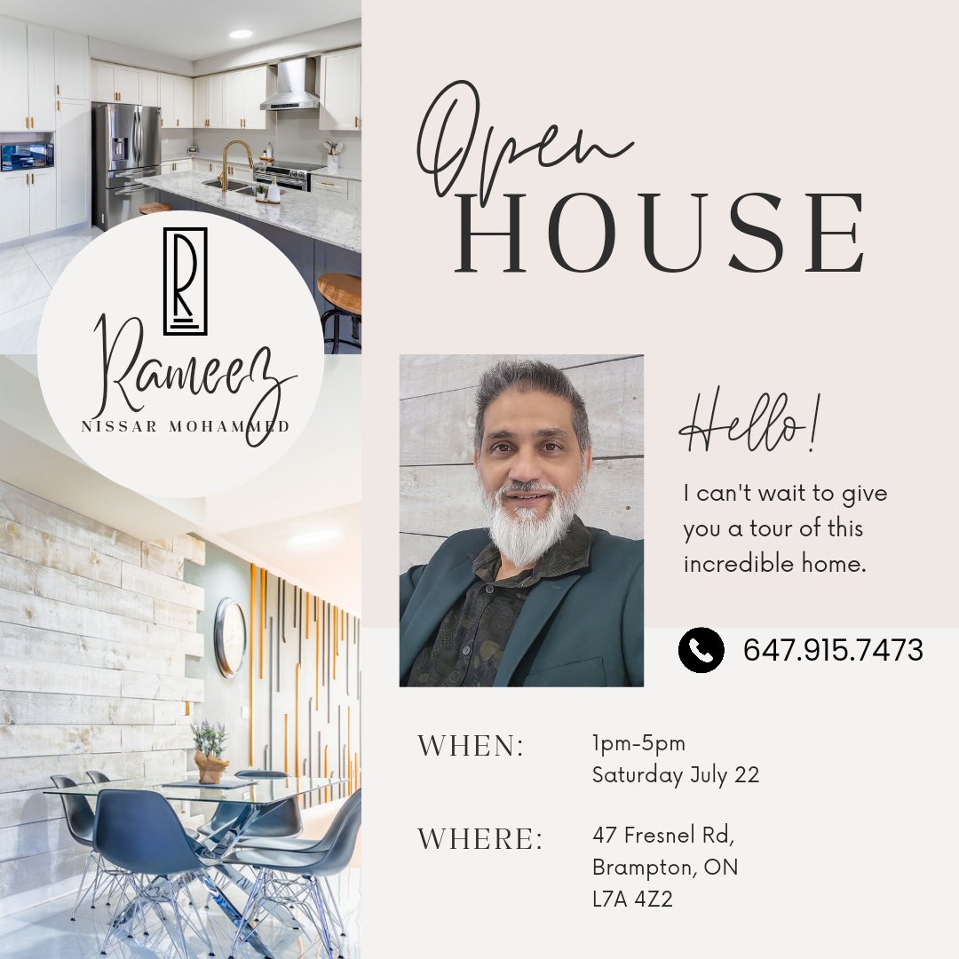 IsmiRameez's tweet photo. OPEN HOUSE, 47 FRESNEL RD, BRAMPTON
SATURDAY JULY 22 &amp; SUNDAY JULY 23
1.00 PM - 5.00 PM
More Info, Rameez @ 647-915-7473 

#forsalehouse #forsalehome #forsale #forsalebrampton #homesforsale #semidetached #semidetachedhouse #gtahomes #forsaletoronto https://t.co/D7Rhovy0ok