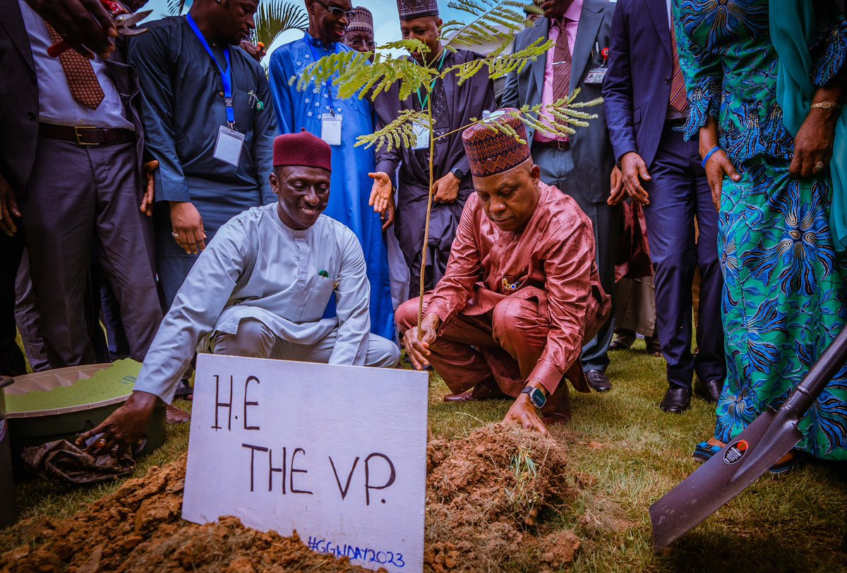 ActionGoing's tweet photo. On 13th July 2023 our Organization #GoingClimateAction participated in the Great Green Wall Day and planted a trees at State House President Villa Abuja with First Lady and Vice President Shettima in celebration of Great Green wall Day  #ClimateAction #ClimateEmergency #Climate https://t.co/rTre0q25UD