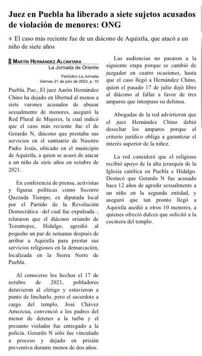 CitlaHM's tweet photo. La Ministra Norma Piña se queja de que en México y en todo el mundo se pone en entredicho la legitimidad de los jueces, pero ¿cómo no hacerlo? 

Acá un ejemplo: 

El Juez Aarón Hernández Chino en Puebla, ha liberado a siete sujetos acusados de violación de menores, ¿Quién lo sanciona o investiga? 

Magistrado @capalga, como Senadora de la República le solicito revise el caso y de ser procedente, se sancione al Juez Hernández Chino.

El poder judicial NO puede seguir cometiendo este tipo de atropellos.