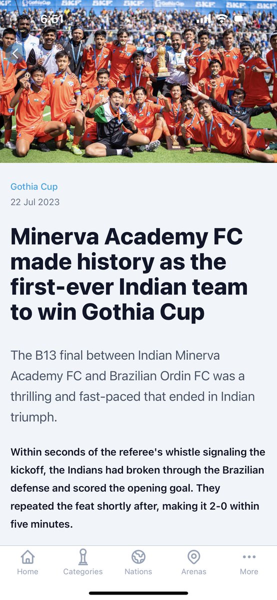 THE_RanjitBajaj's tweet photo. I promised my country that we will get to the World Cup in 2034 - a step closer to that dream - won the udner 14 world youth cup at Sweden against Brazil and 27 other nations and 194 teams  - everyone said it’s impossible-in total -69 nations/1878 teams- -Not only did we win- we DOMINATED every single team-an Indian team doing that was amazing❤️🇮🇳 @Gothia_Cup @IndianFootball @minervapunjabfc we are CHAMPIONS OF THE WORLD !! 🏆🇮🇳 Vande Mataram🙏🏽 46 goals for 2 against 9 wins zero losses zero ties!