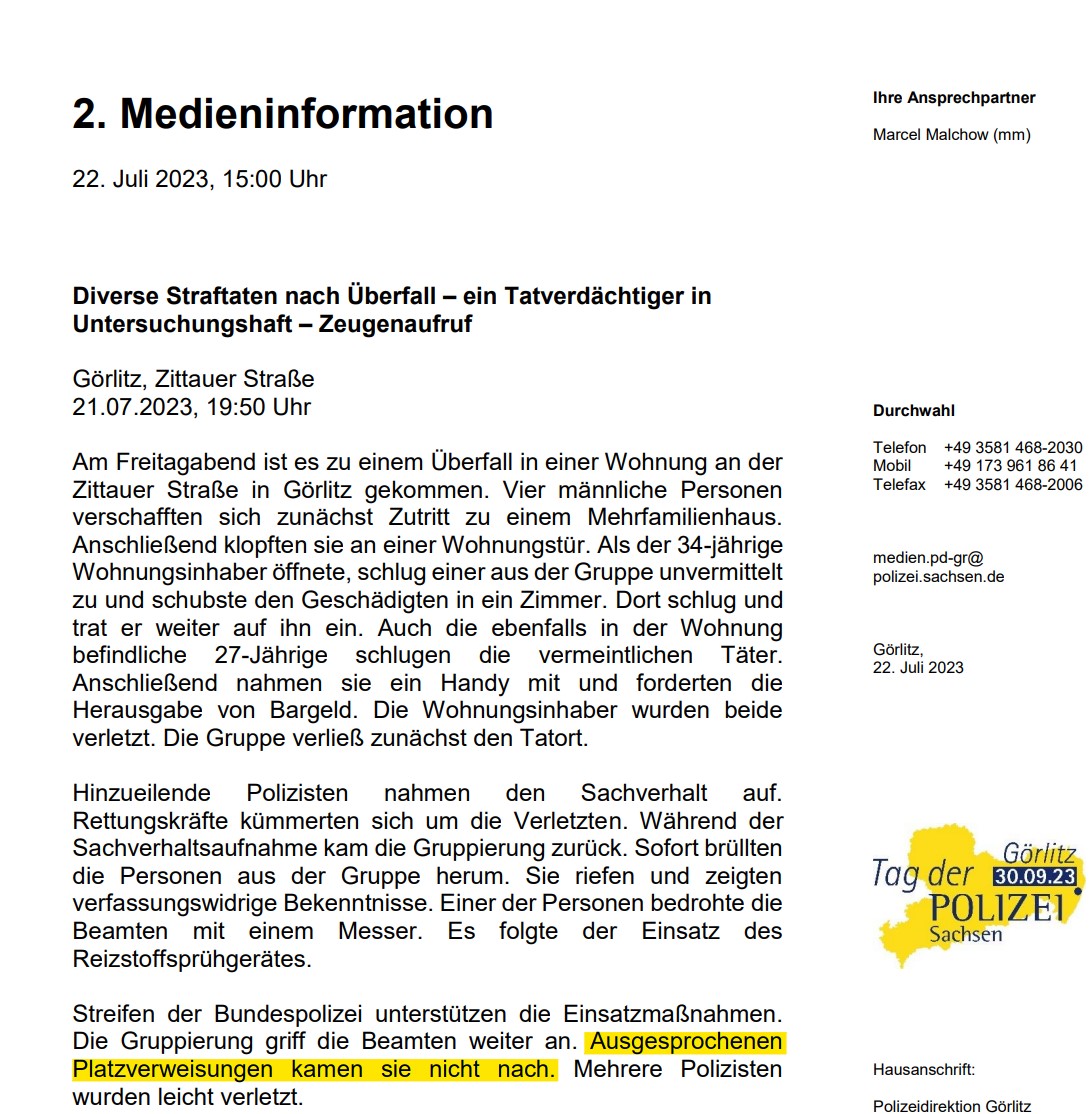 wilke_tobias's tweet image. Verstehe ich das richtig, @PolizeiSachsen? Eine Gruppe Neonazis stürmt in #Görlitz eine Wohnung, verprügelt die Anwesenden, raubt sie aus, greift die #Polizei an und die spricht erstmal einen #PLATZVERWEIS aus? Und wenn sie dem nachgekommen wären, wären die Angreifer einfach weg?