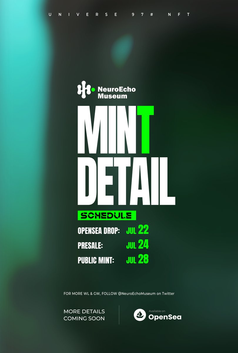 💚Universe 97# NFT Schedule Update
💚Follow us to get WL &amp; GW !
#NFTs #OpenSea #ETH #NFTGiveaway