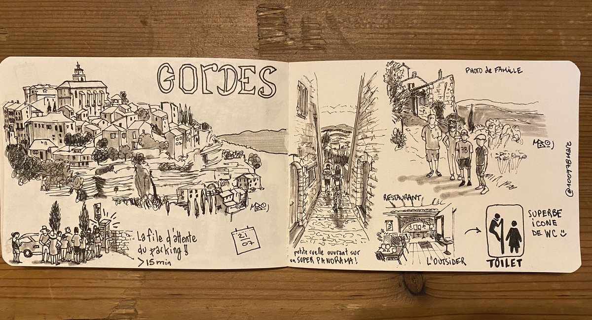 Journée du 21 #sketchnote de vacances #carnetdevoyage #travelnotebook #todaysdoodle #lubéron #gordes #sketch #urbansketching