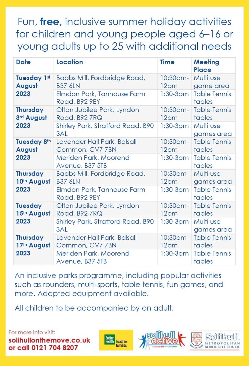 Some local FREE events for young people , thanks to @1863Karen for letting me know @updates_brumz @ChelmsleyNews #ChelmsleyWood #NorthSolihull #Solihull feel free to like or retweet 😀