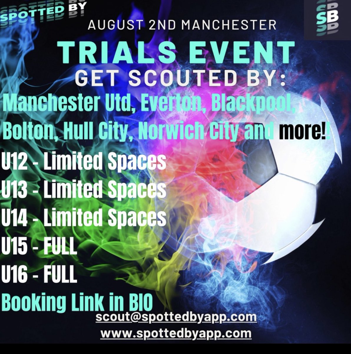 _RobertCurran's tweet photo. Anyone with players at Under 12,13 and 14s who think they have what it takes to reach the next level, get yourself registered in @SpottedBy99 trials event ⚽️⚽️⚽️⚽️ https://t.co/etwANTkI5x