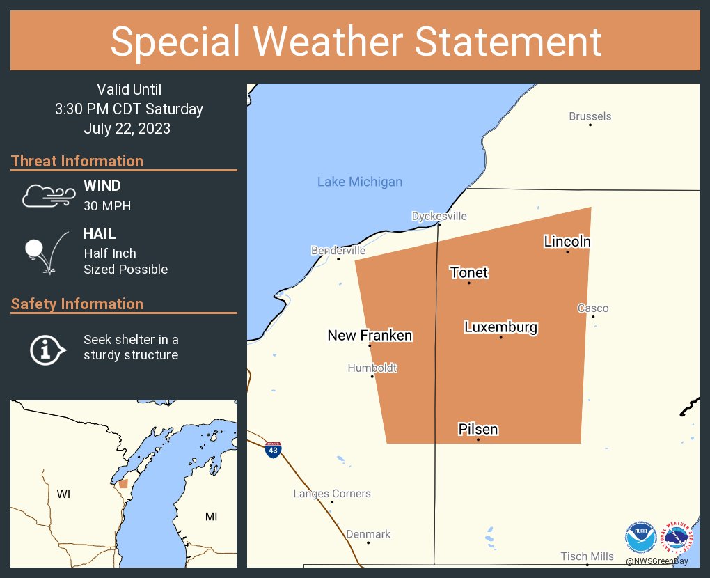 NWS Green Bay on Twitter "A special weather statement has been issued
