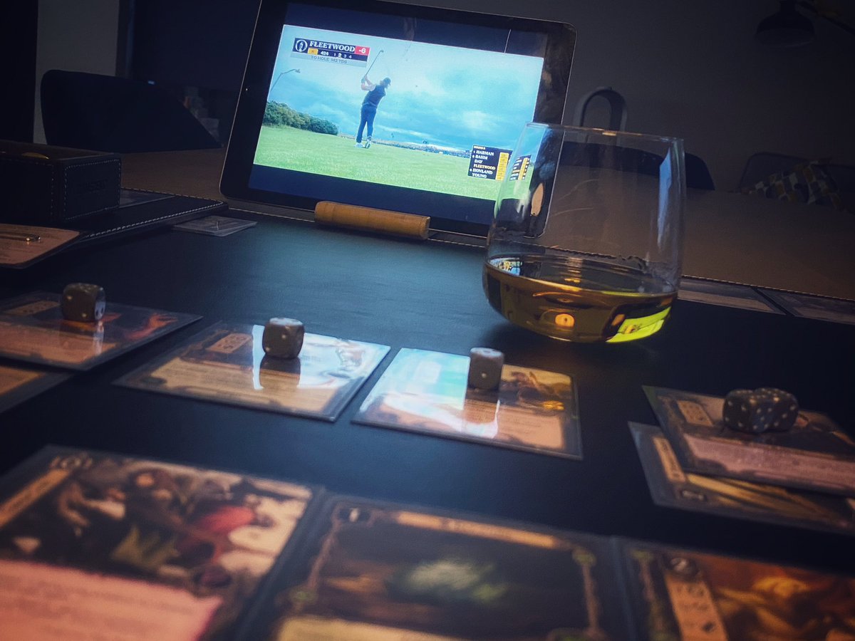 _trevornolan's tweet photo. Golf, scotch, and Lord of The Rings card game. I’d like to say Saturday nights hit different when you’re a new dad, but I’d’ve classed this as a quality weekend evening for quite a while now. https://t.co/mr3u0pALKY
